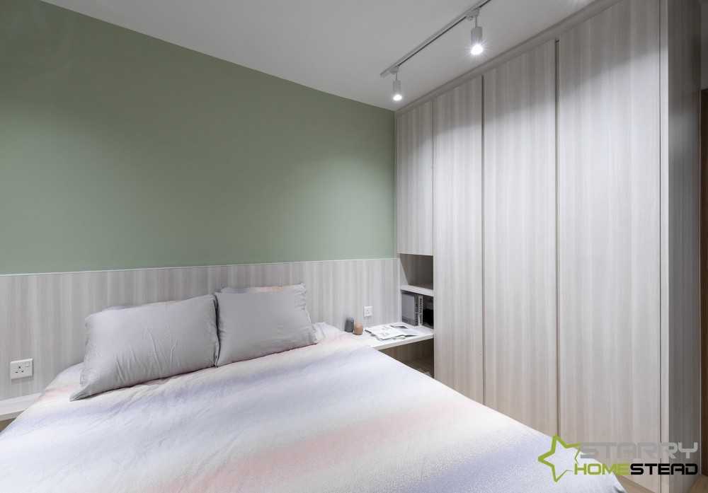 Scandinavian Bedroom with Wardrobe and Bed