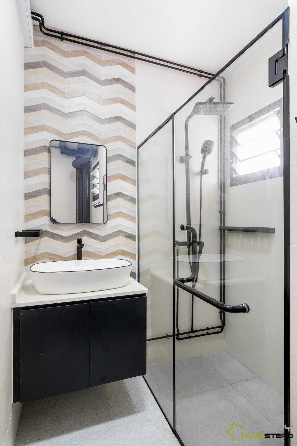 Scandinavian Bathroom with Mirror and Bathroom Mirrors