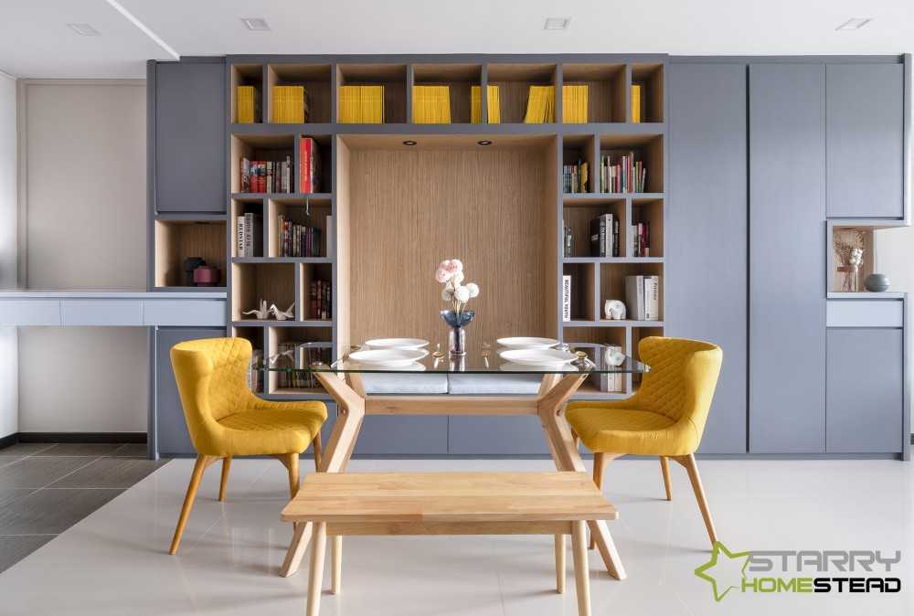 Eclectic Dining Room with Dining Chairs and Kitchen Cabinets