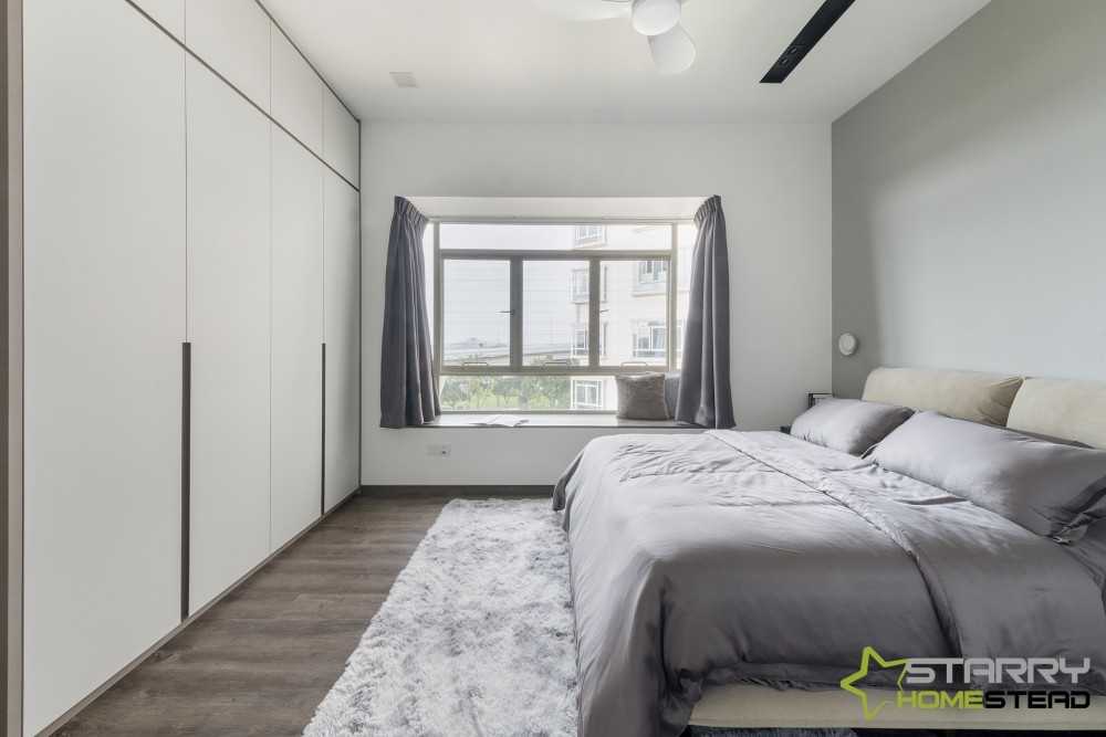 Modern Bedroom with Wardrobe and Bed