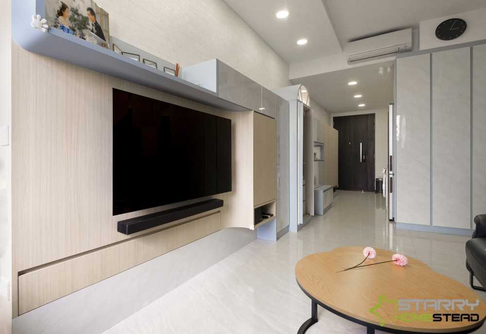 Eclectic Living Room with TV Console and TV