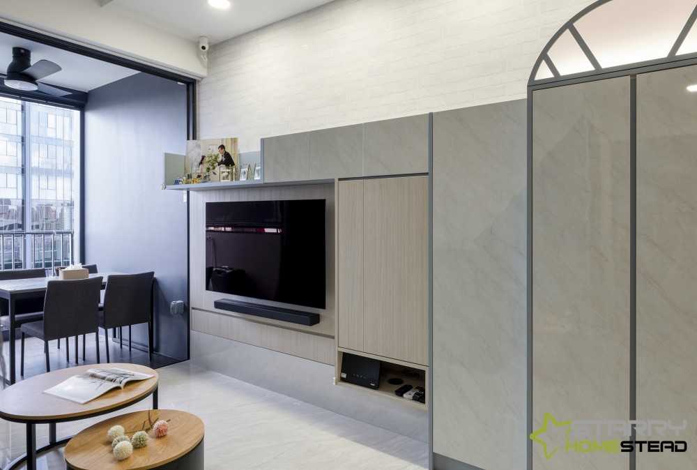 Eclectic Living Room with TV Console and TV