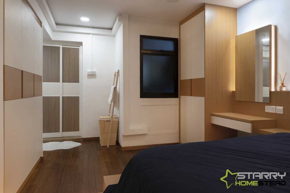 Scandinavian Bedroom with Bed and Platform