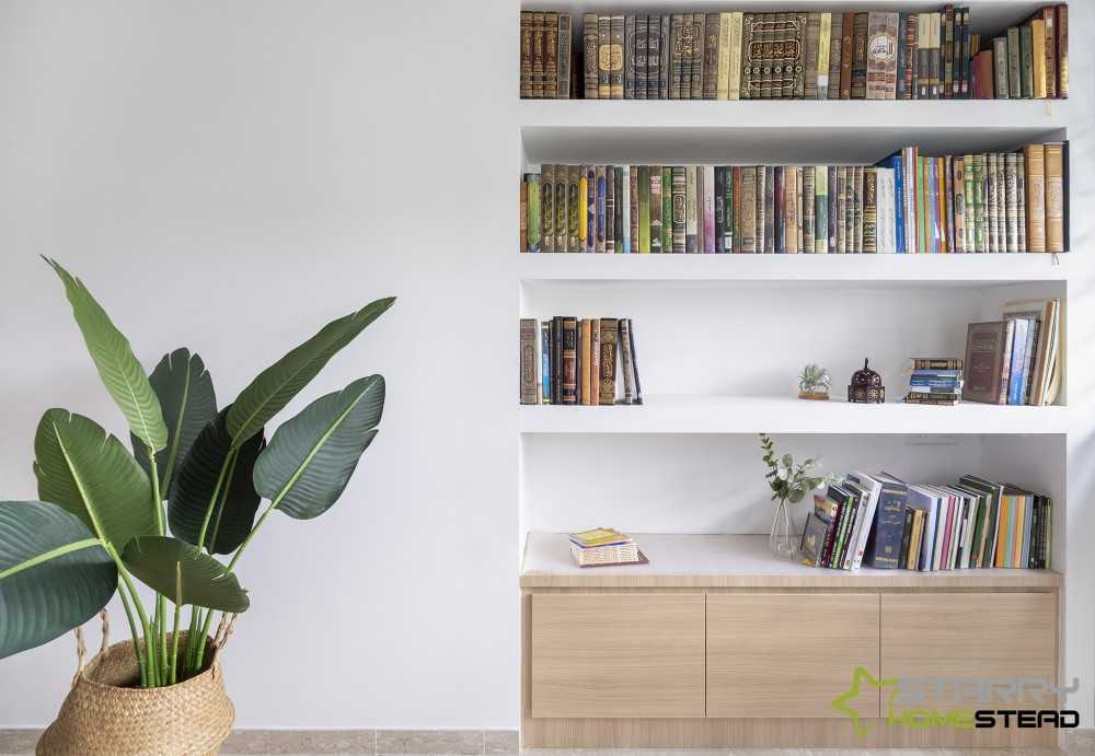 Scandinavian Studio with Bookshelf and Bookcases