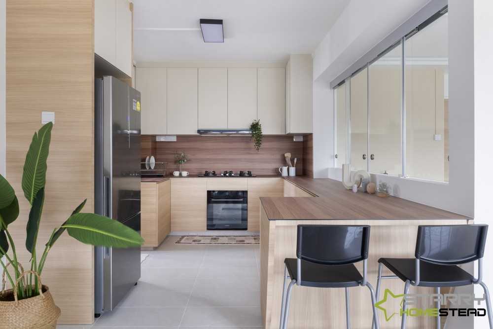 Scandinavian Kitchen with Kitchen Tap and Kitchen Cabinets