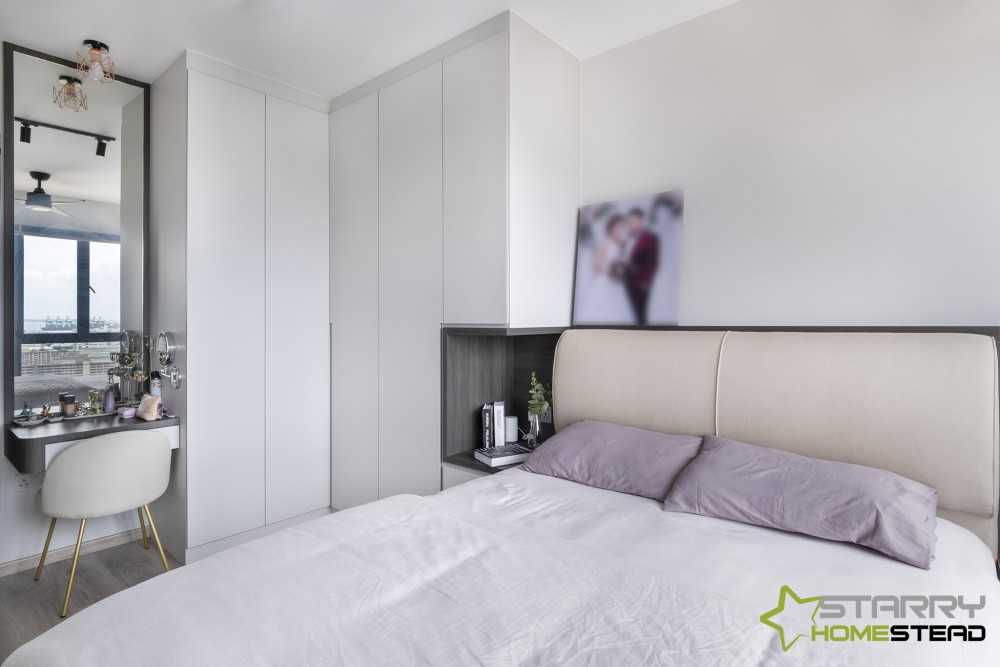 Modern Bedroom with Bed and Dressing Table