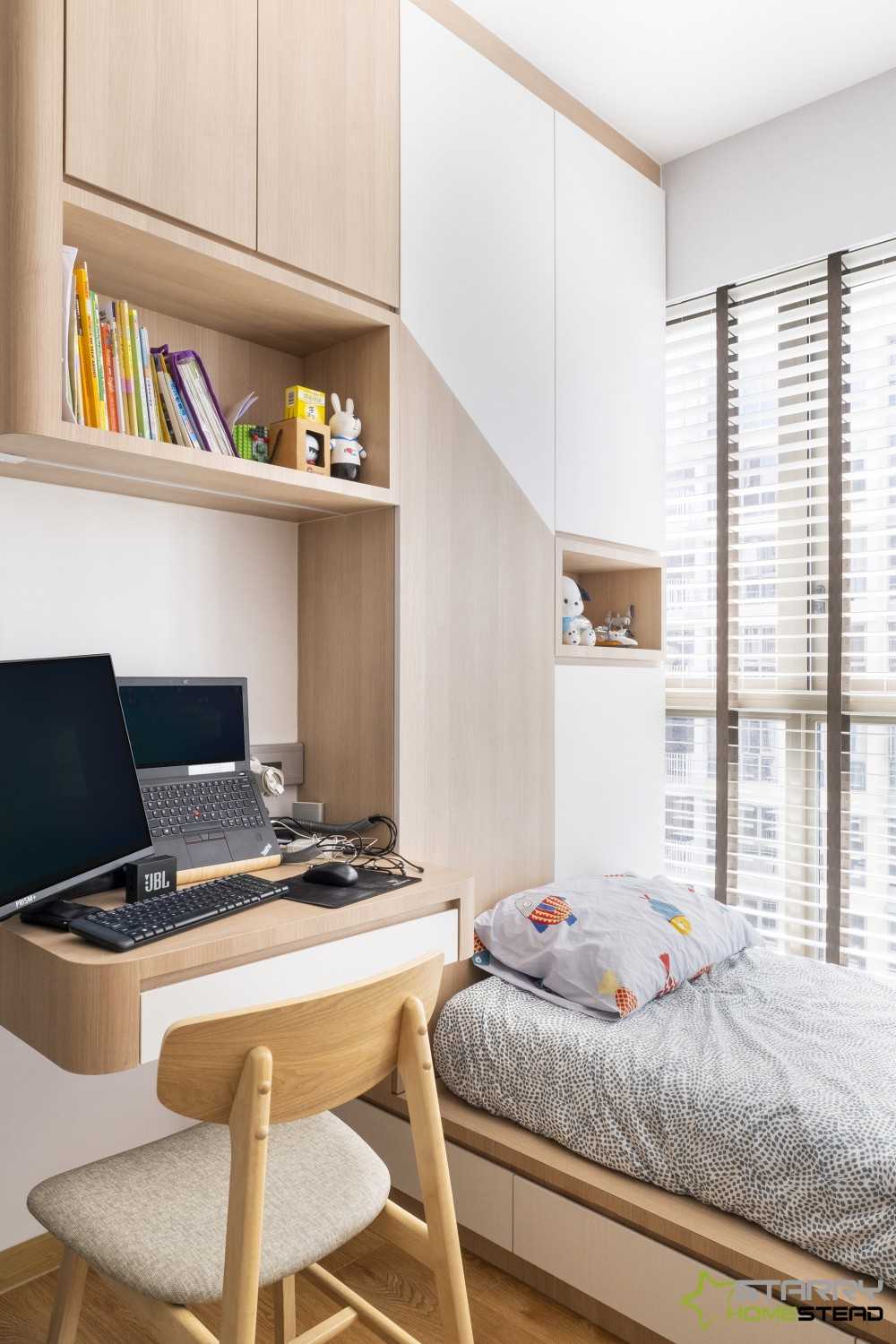 Scandinavian Bedroom with Desk and Desk Chairs