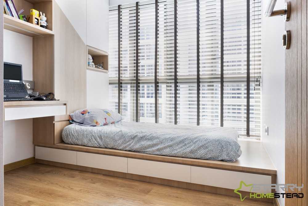 Scandinavian Bedroom with Platform Bed and Bed