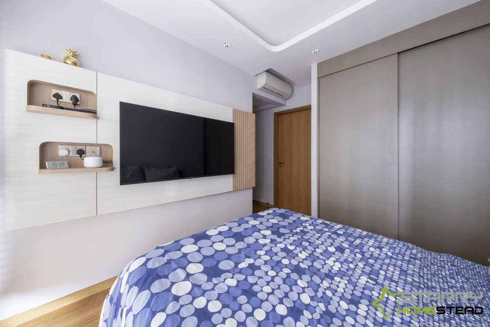 Scandinavian Bedroom with TV and Bed