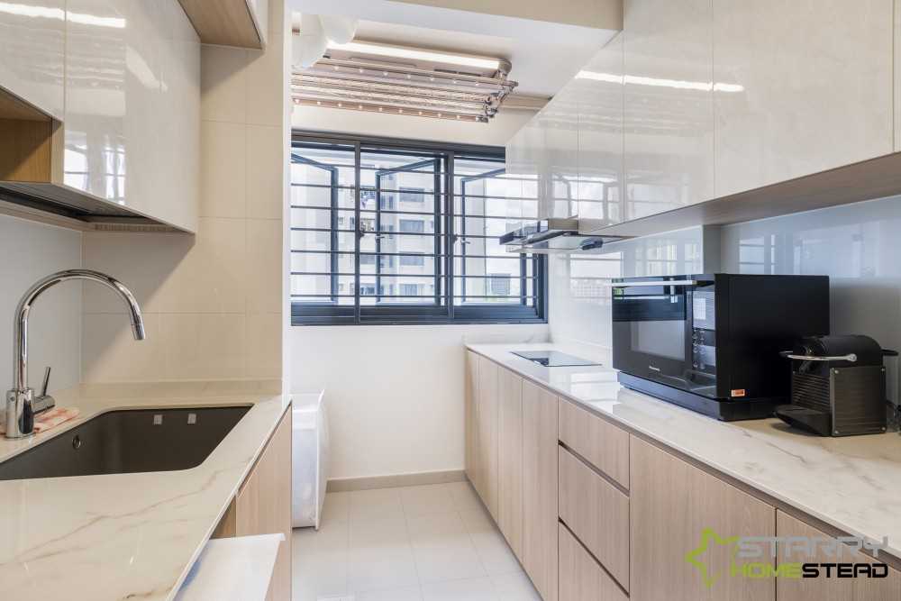 Scandinavian Kitchen with Kitchen Tap and Kitchen Cabinets