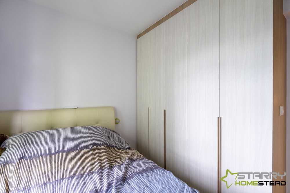 Scandinavian Bedroom with Wardrobe and Bed