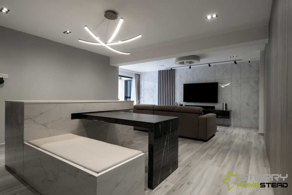 Contemporary Dining Room with Dining Table and Seating Bench