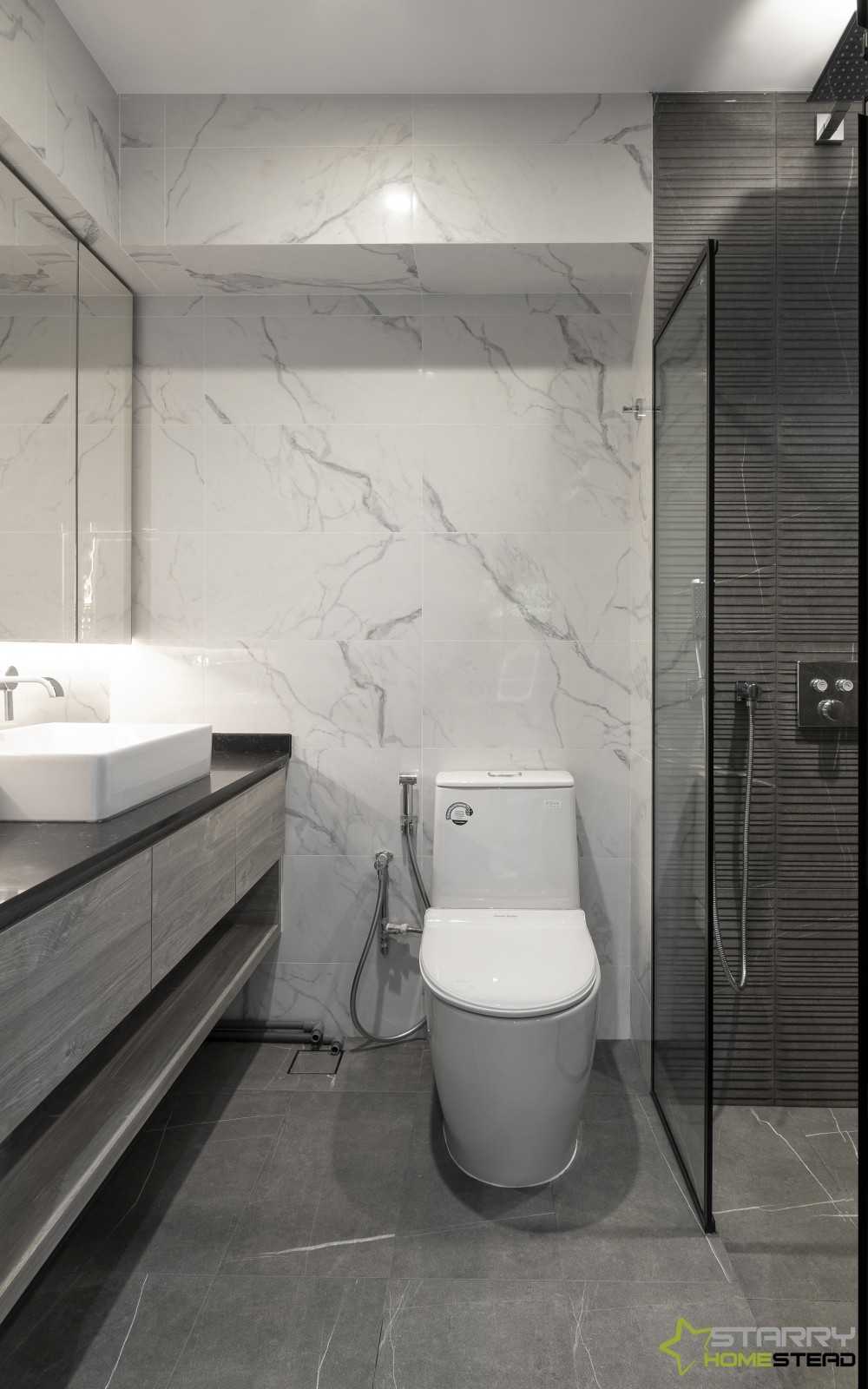 Contemporary Bathroom with Bathroom Sinks and Showers