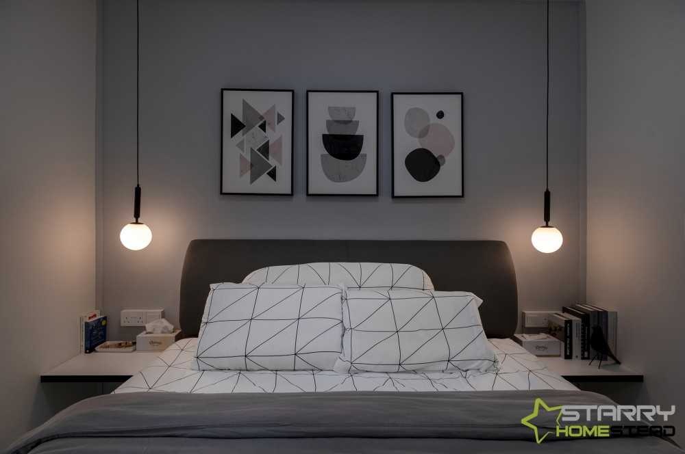 Minimalist Bedroom with Artwork and Bed