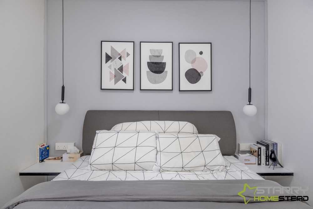 Minimalist Bedroom with Artwork and Bed