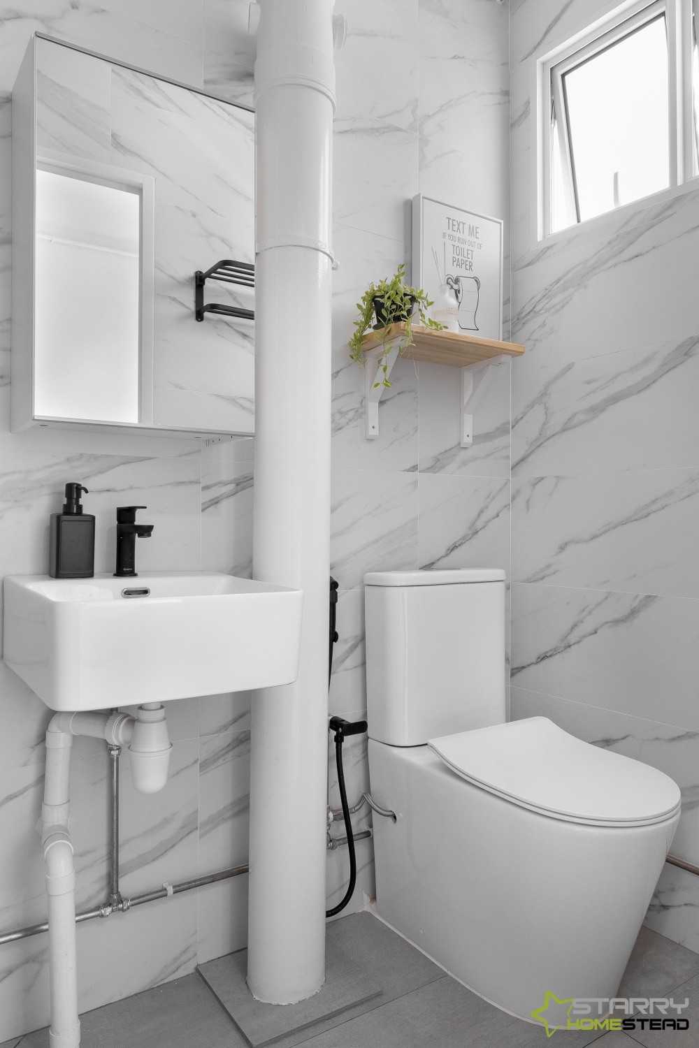 Minimalist Bathroom with Mirror and Bathroom Mirrors