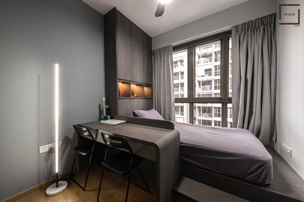 Contemporary Bedroom with Wardrobe and Bed