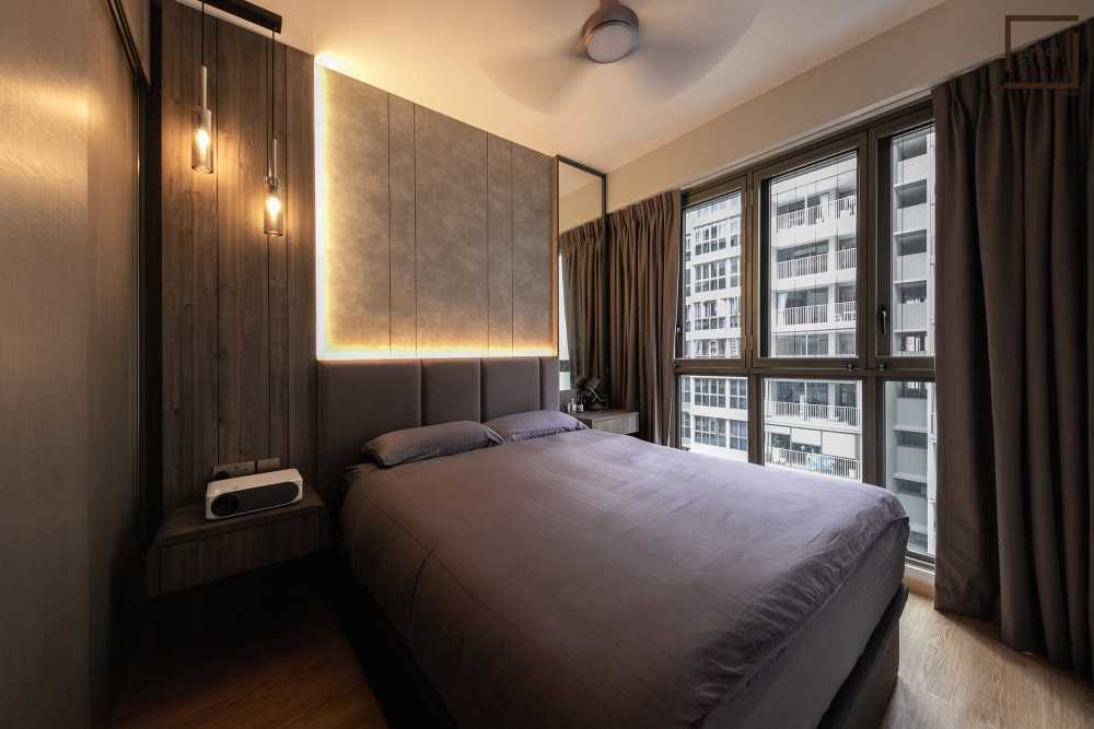 Contemporary Bedroom with Drop Light and Wardrobe