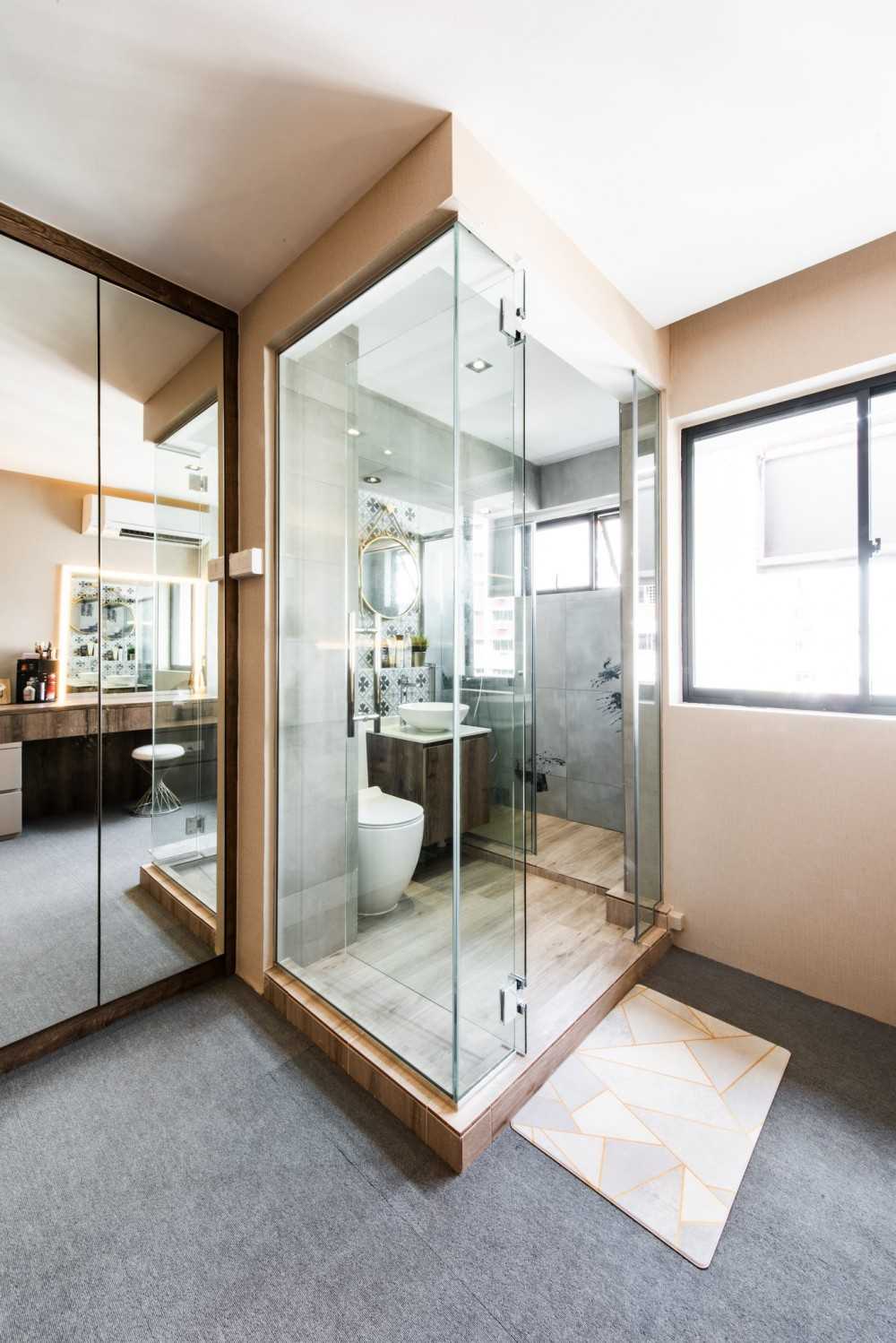 Eclectic Bathroom with Countertop and Rainshower