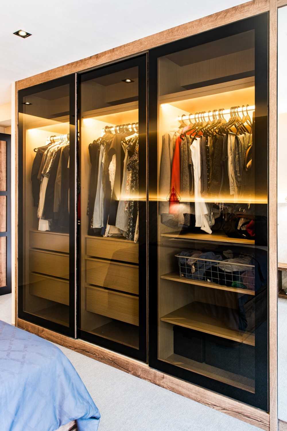 Eclectic Bedroom with Wardrobe and Downlights