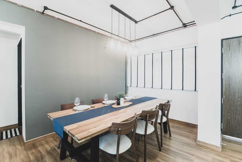 Industrial Dining Room with Lighting and Decorative Lighting