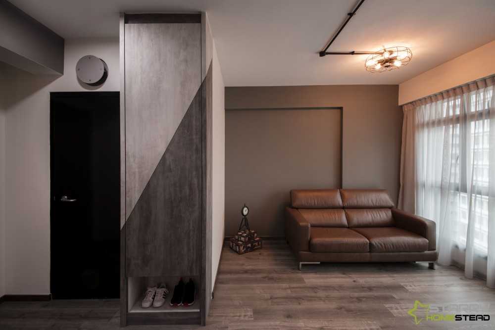 Modern Living Room with Sofa and Shoe Rack