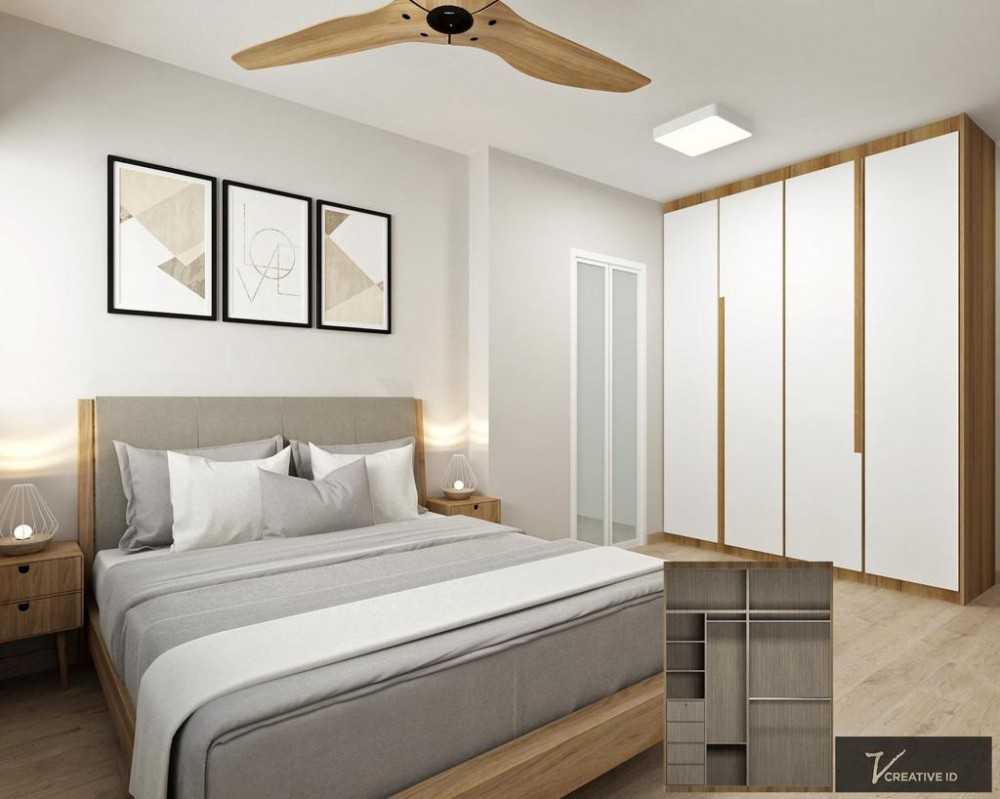 Scandinavian Bedroom with Vinyl Flooring and Ceiling Light