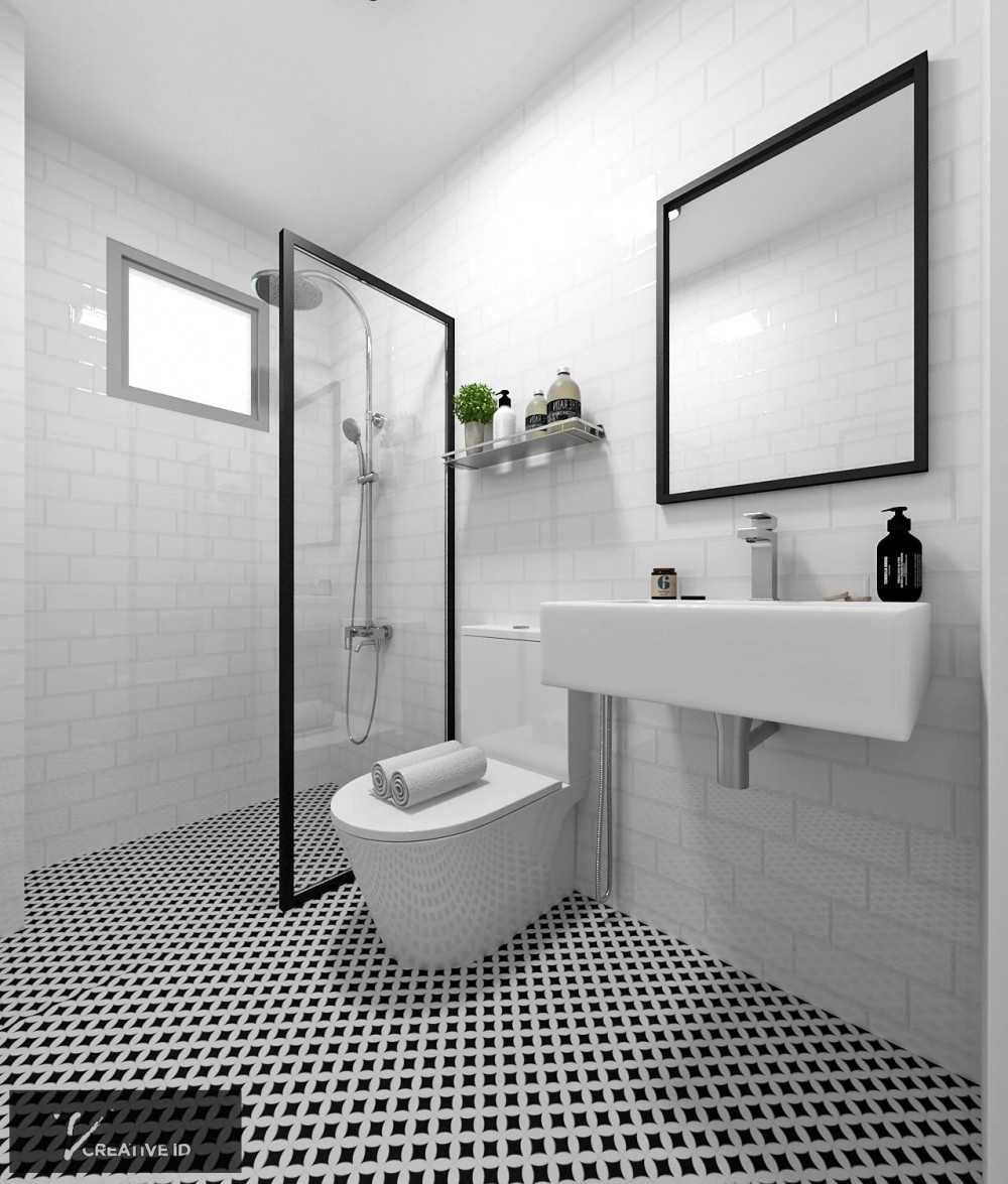 Scandinavian Bathroom with Homogeneous Tiles and Mirror