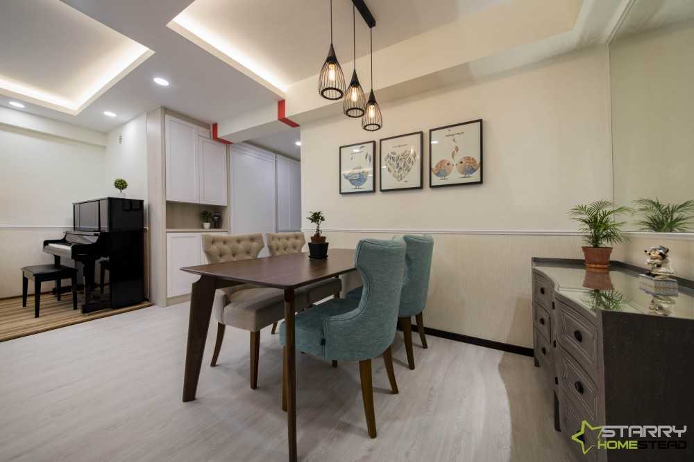 Scandinavian Dining Room with Dining Table and Lighting