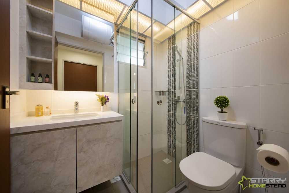 Scandinavian Bathroom with Shower Screen and Bathroom Accessories
