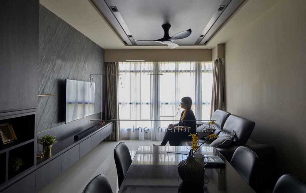 Contemporary Living Room with TV Console and Feature Wall