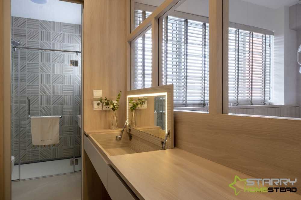 Scandinavian Bedroom with Dressing Table and Toilet Bowl