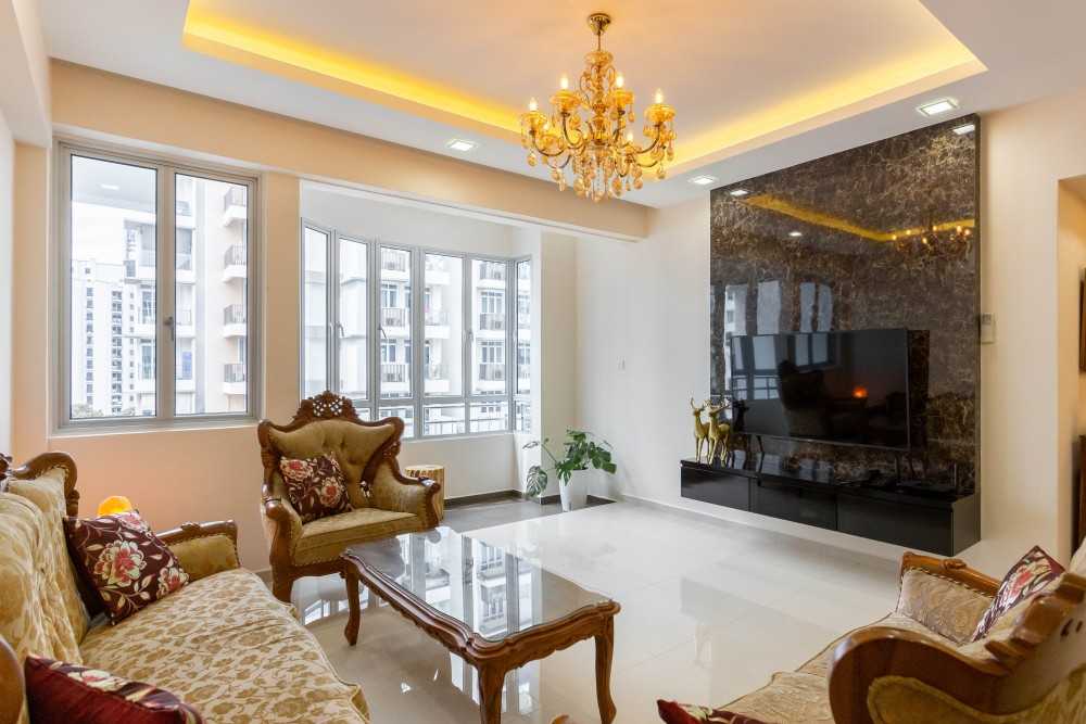 Modern Living Room with Feature Wall and TV
