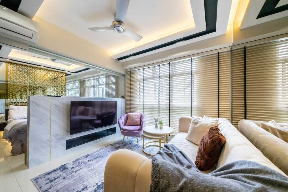 Modern Living Room with Feature Wall and TV