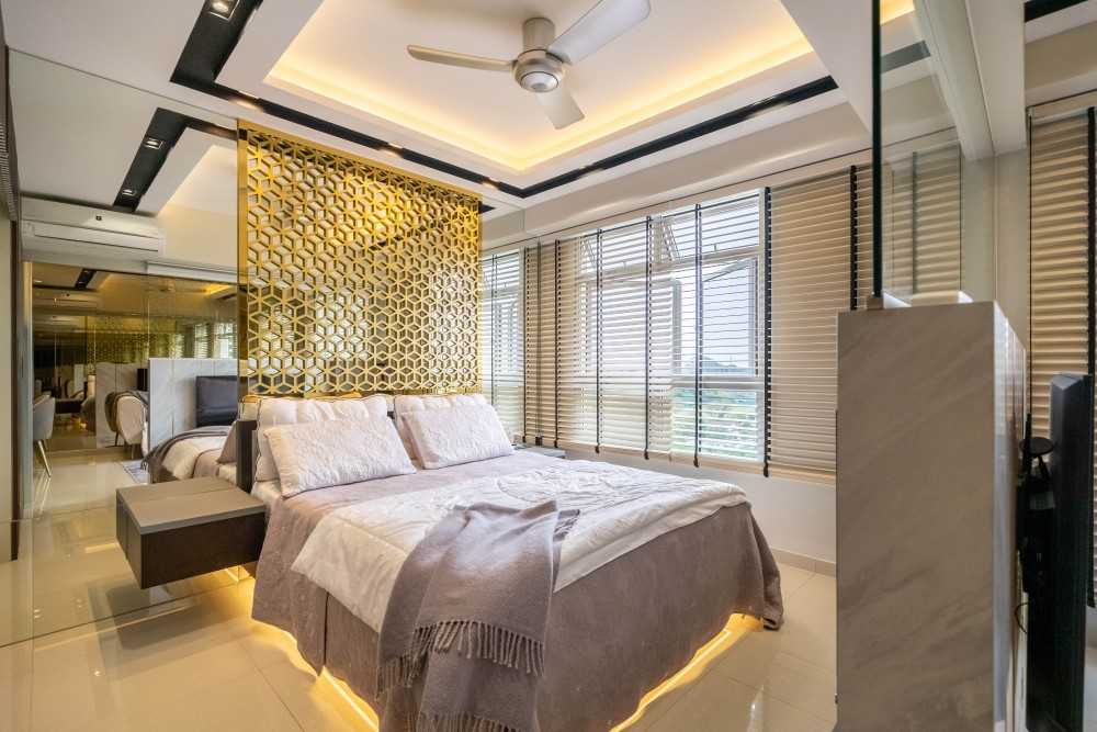 Modern Bedroom with Drop Light and Wardrobe