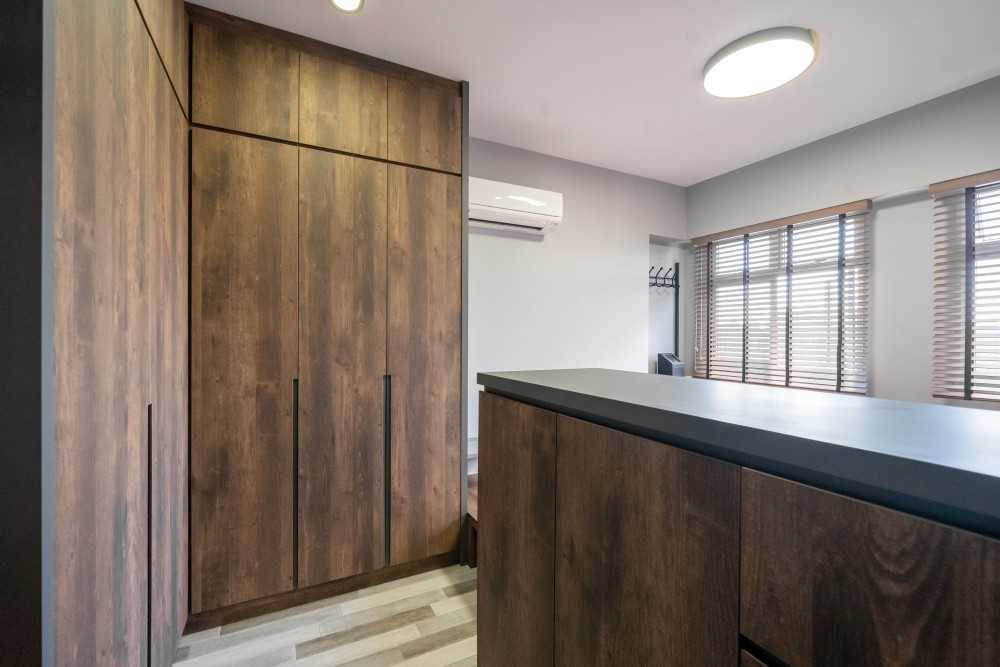 Industrial Bedroom with Ceiling Light and Wardrobe