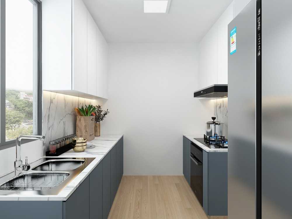 Minimalist Kitchen with Countertop and Vinyl Flooring