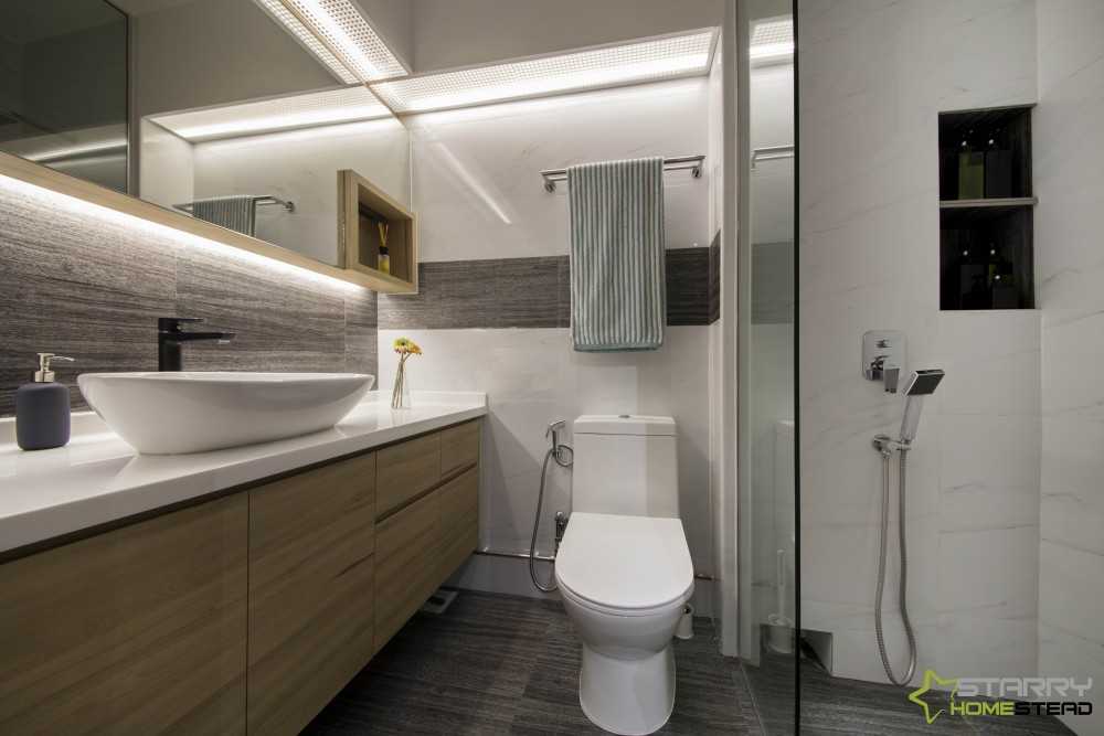 Scandinavian Bathroom with Mirror and Vanity Counter