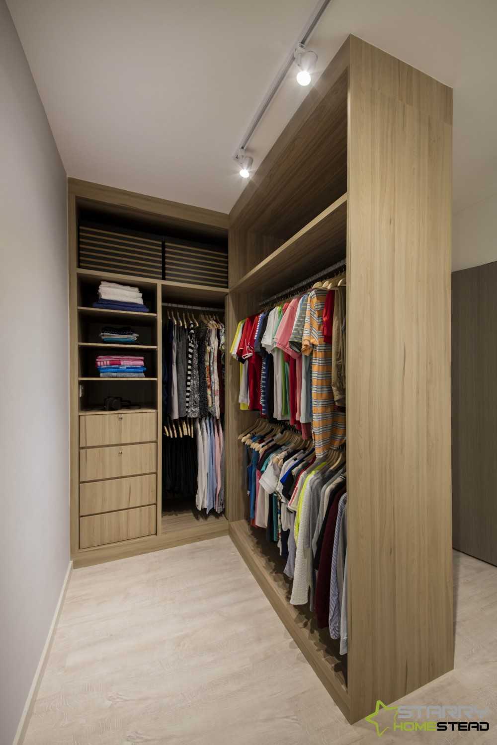 Scandinavian Bedroom with Vinyl Flooring and Wardrobe