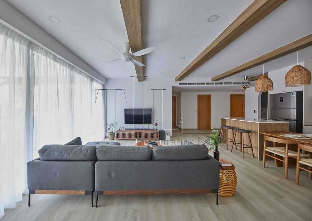 Country Living Room with Kitchen Island and Open Kitchen
