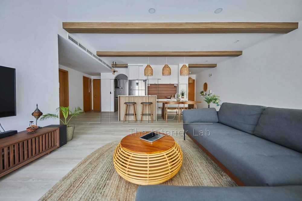 Country Living Room with Kitchen Island and Open Kitchen