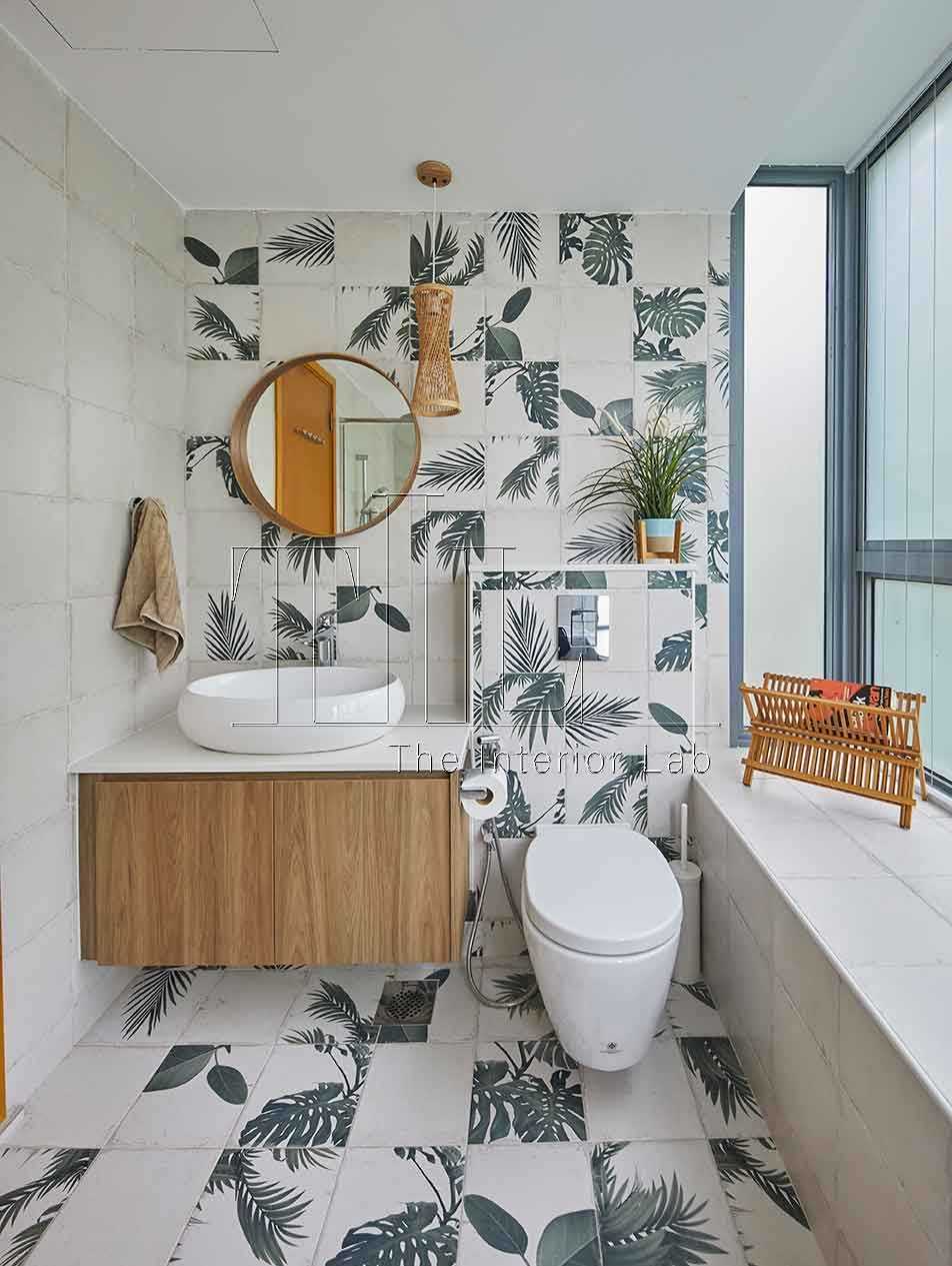 Country Bathroom with Countertop and Mirror