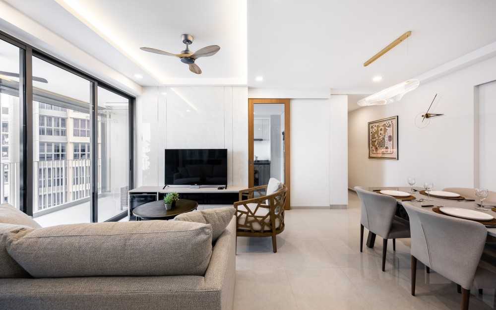Minimalist Living Room with Feature Wall and Sofa