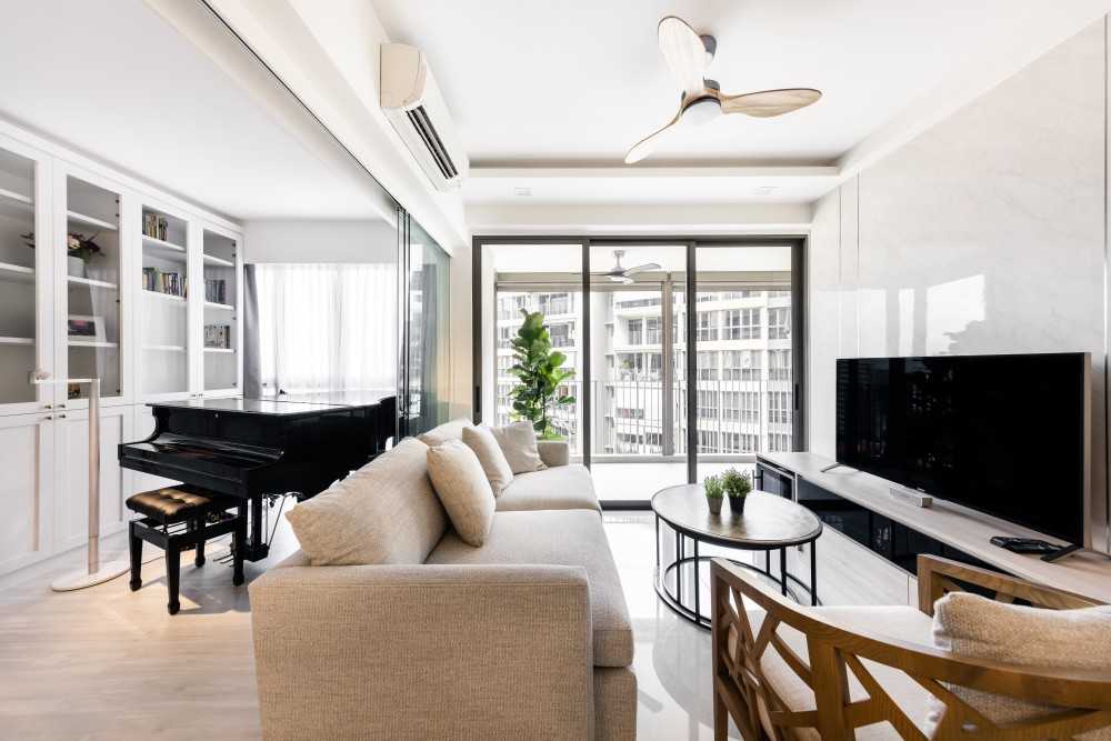 Minimalist Living Room with TV Console and Sofa