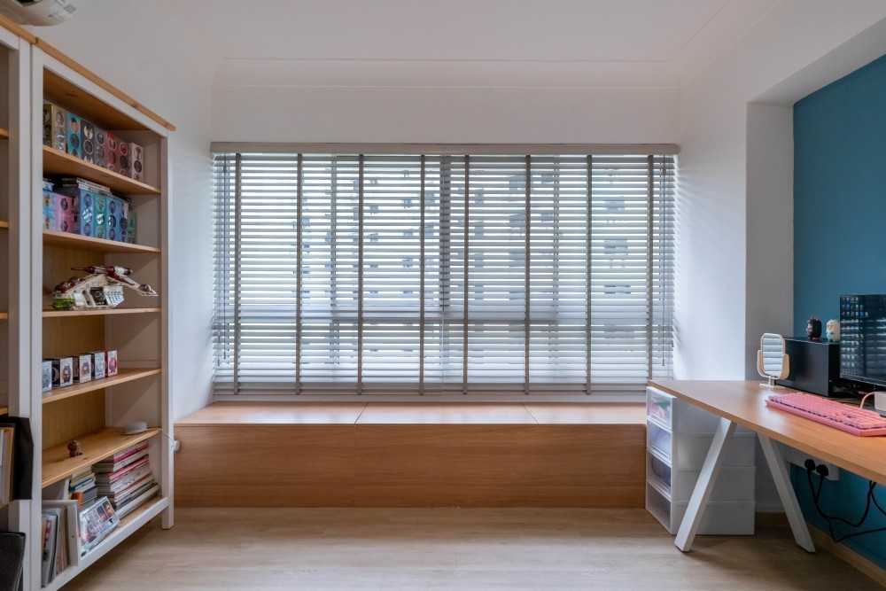 Scandinavian Study with Storage Cabinets and Bookcases
