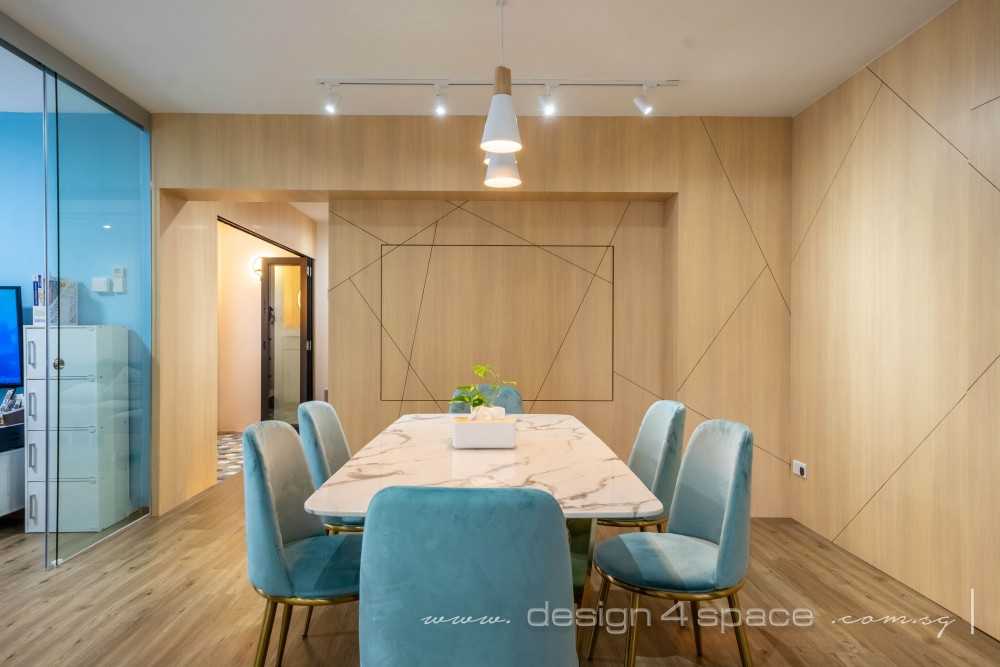 Scandinavian Dining Room with Drop Light and Dining Table