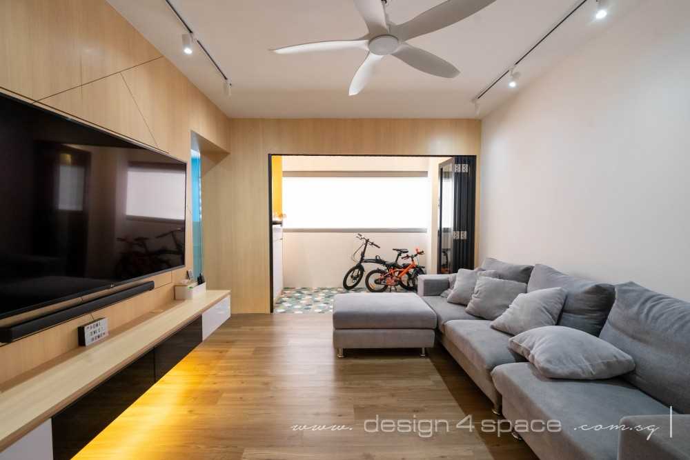 Scandinavian Living Room with Vinyl Flooring and TV Console