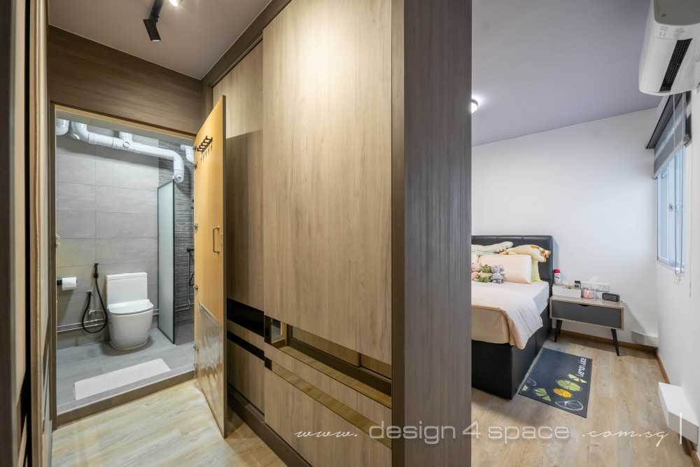 Scandinavian Bedroom with Ceiling Light and Wardrobe