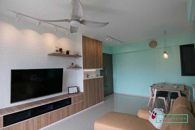 Modern Living Room with Bookshelf and Settee