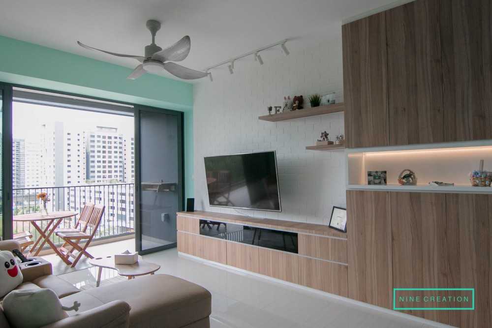 Modern Living Room with Bookshelf and Settee